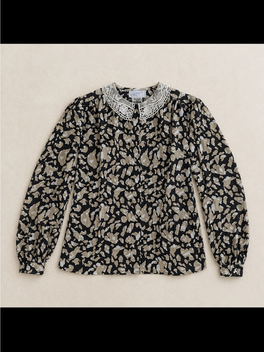 Vintage 90s Jessica Blouse Lace Collar Floral Print Woman Small Coquette Office